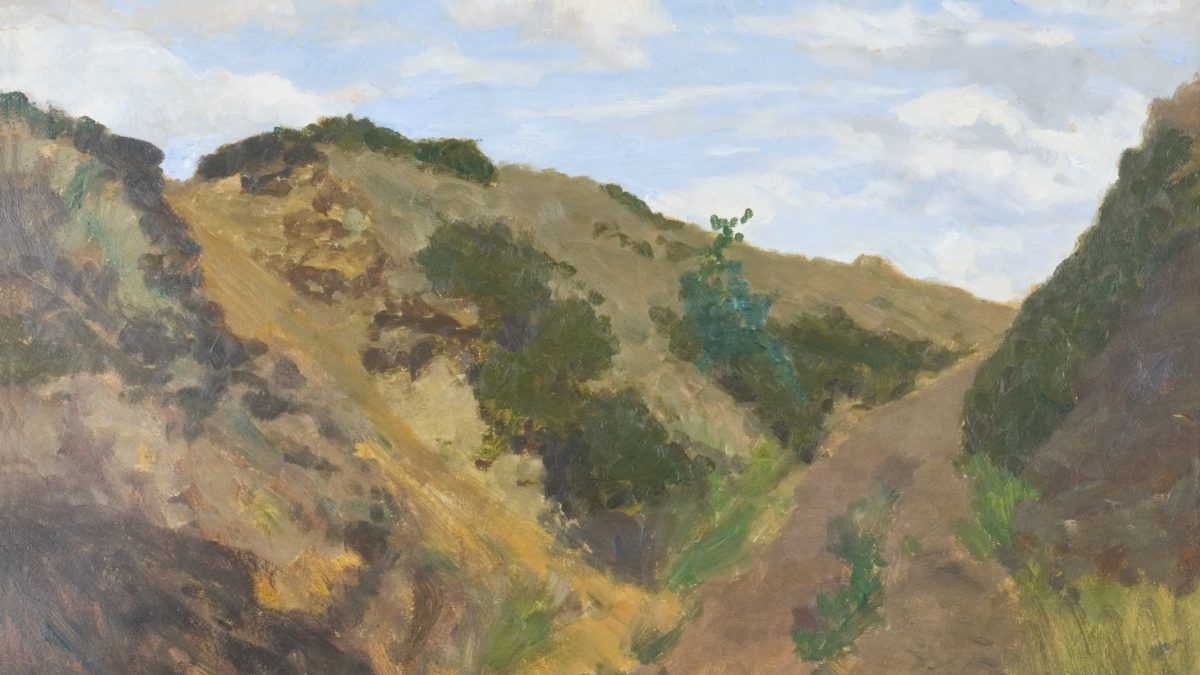 Gemaltes Bild zeigt grüne Hügel